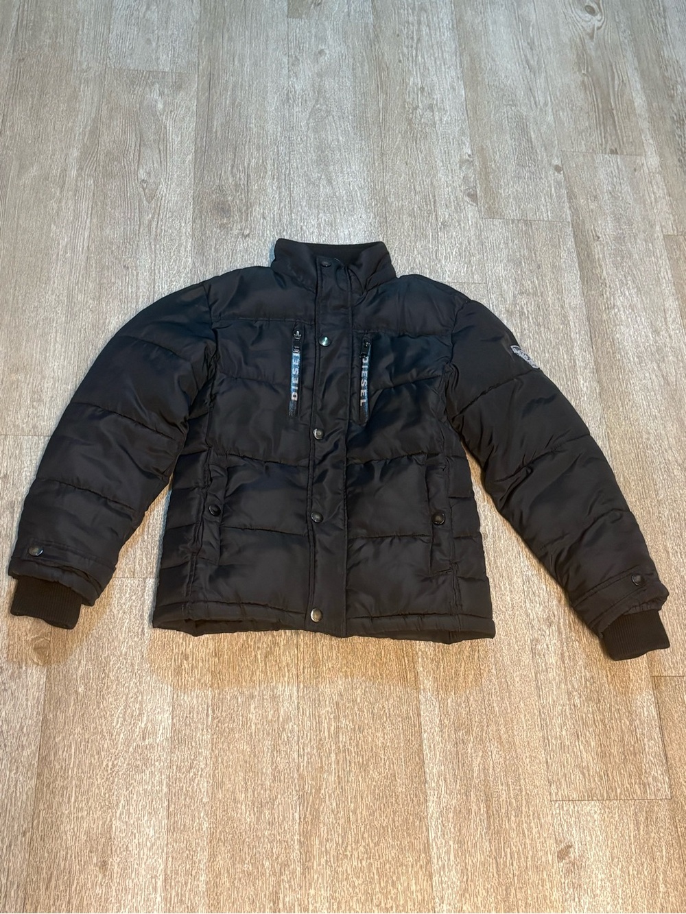 Diesel kids black Puffer Jacket with Zip Chest Pockets